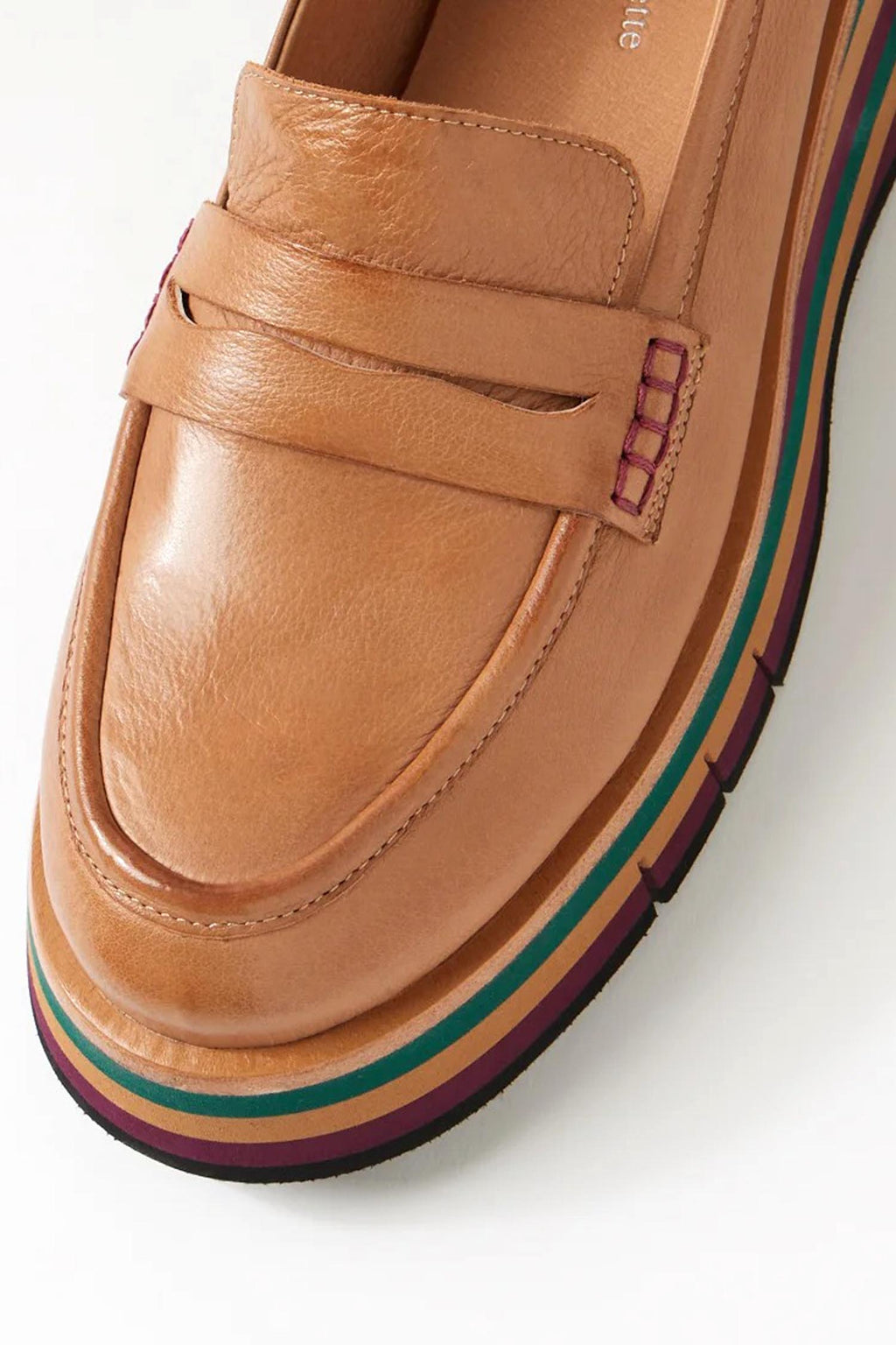 Glamms Leather Flats in Tan