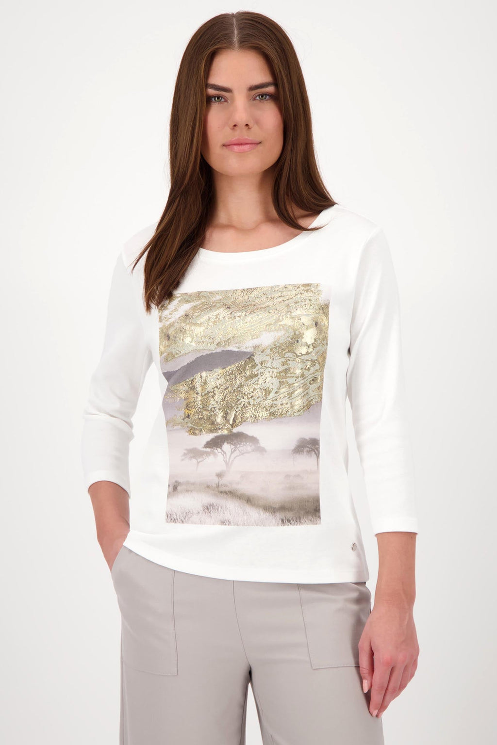 Gold Leaf Landscape Tee in Off White