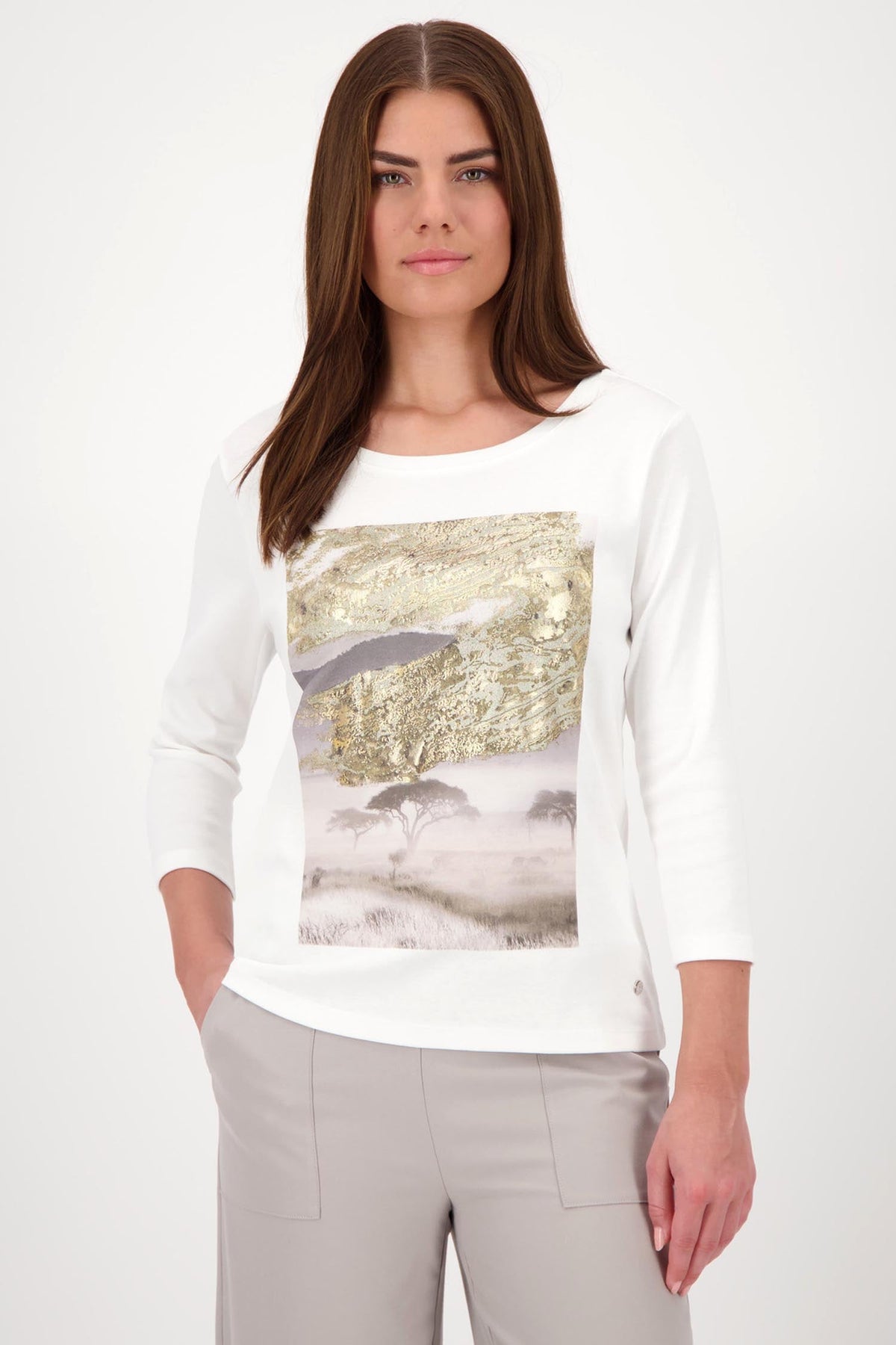 Gold Leaf Landscape Tee in Off White