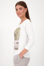 Gold Leaf Landscape Tee in Off White