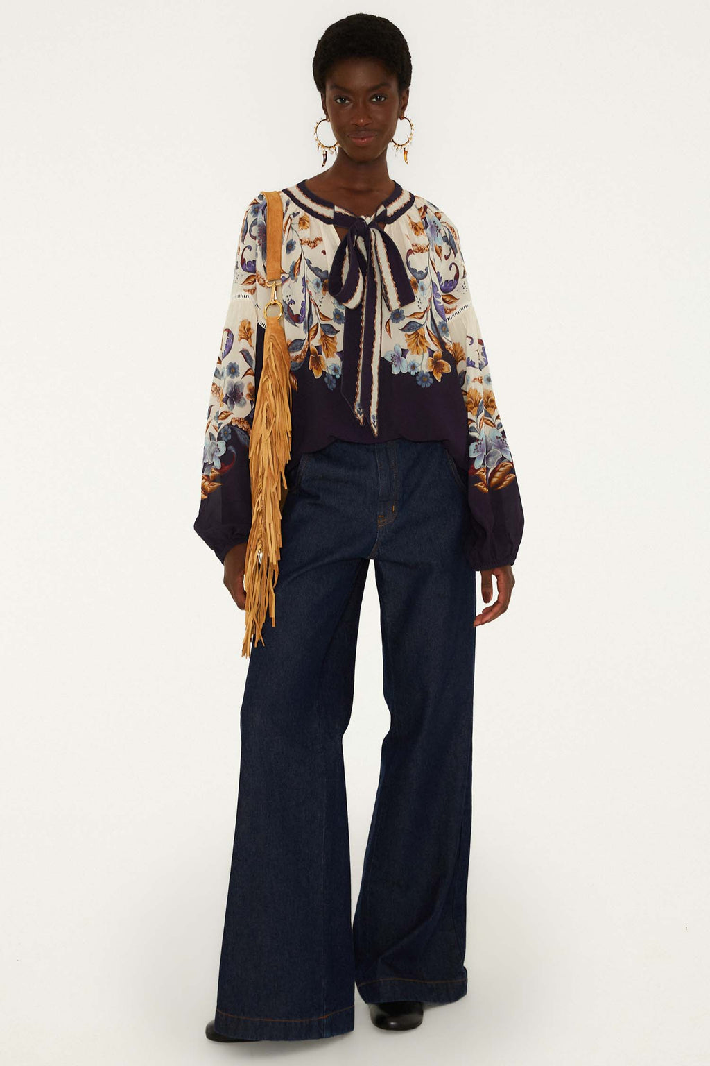 Golden Nature Navy Blue Blouse