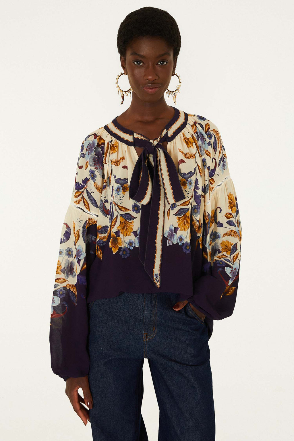 Golden Nature Navy Blue Blouse