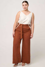 Grace Contrast Bind Pant in Caramel