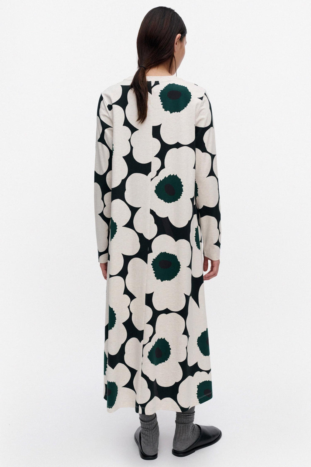 Hujanhajan Unikko Jersey Dress in Cream/Black/Green