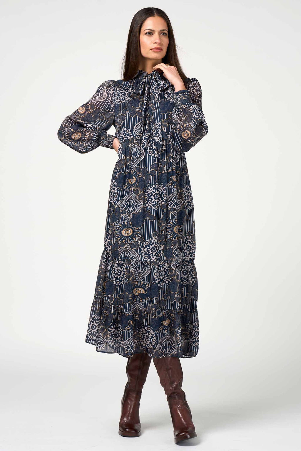 Halcyon Midi Dress in Indigo