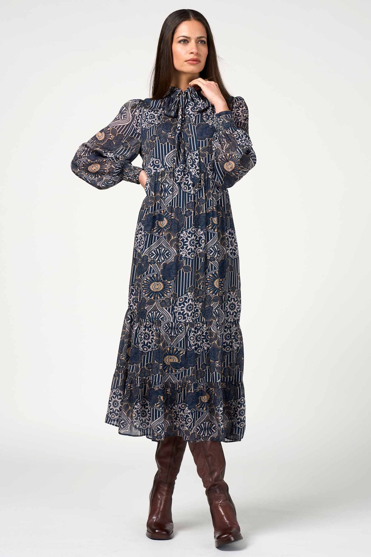 Halcyon Midi Dress in Indigo