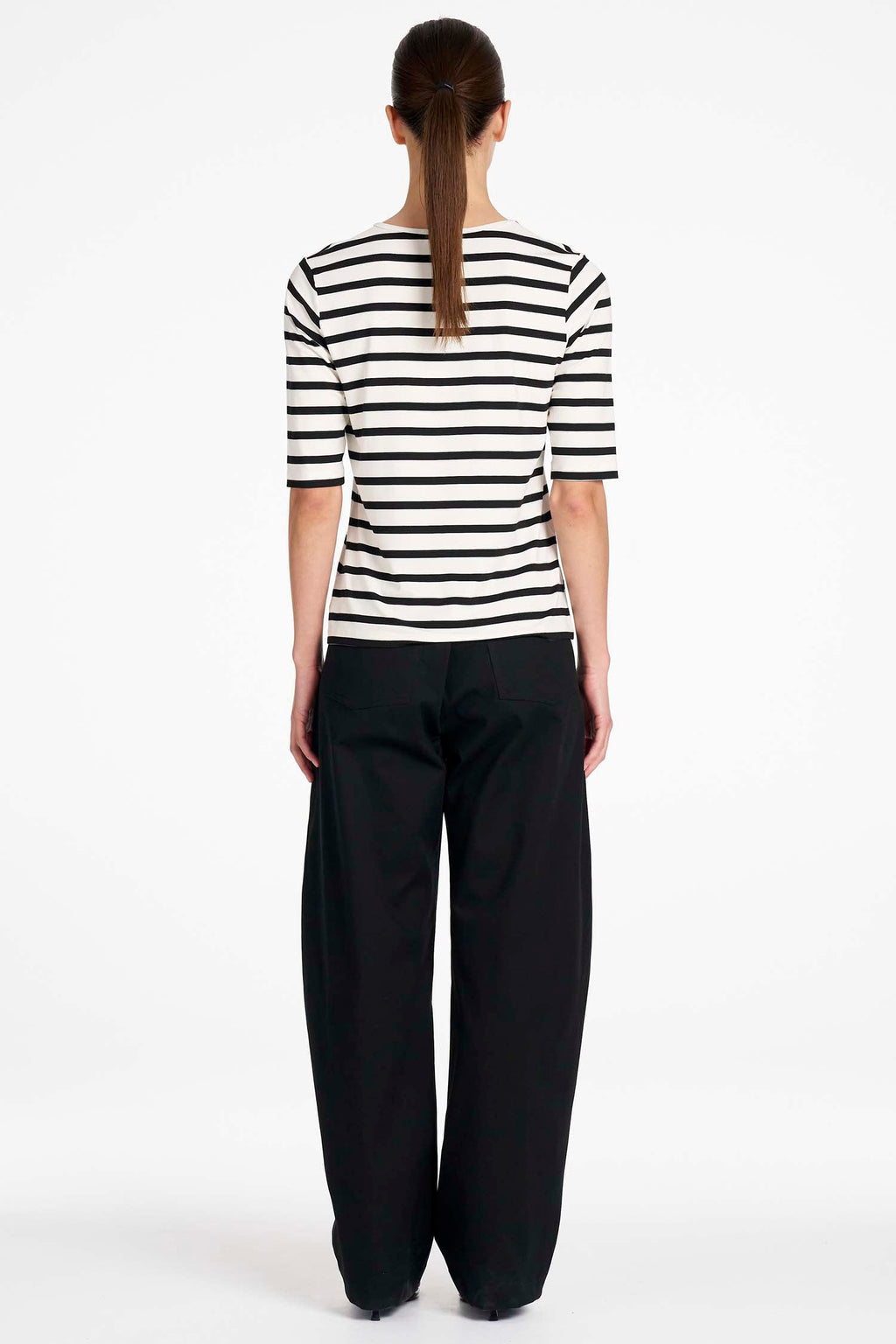 Half Sleeve Top in White/Black