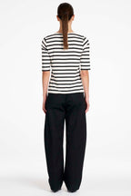 Half Sleeve Top in White/Black