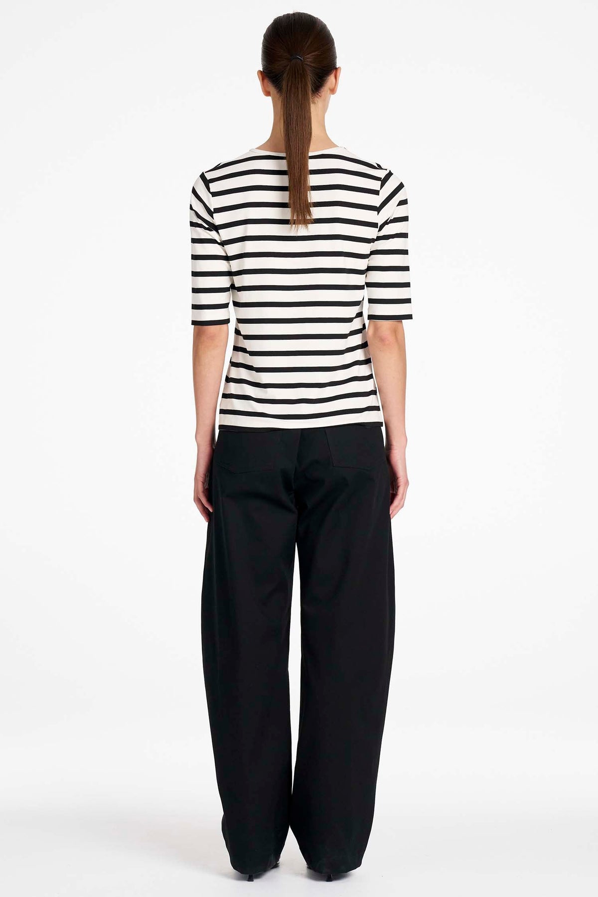 Half Sleeve Top in White/Black