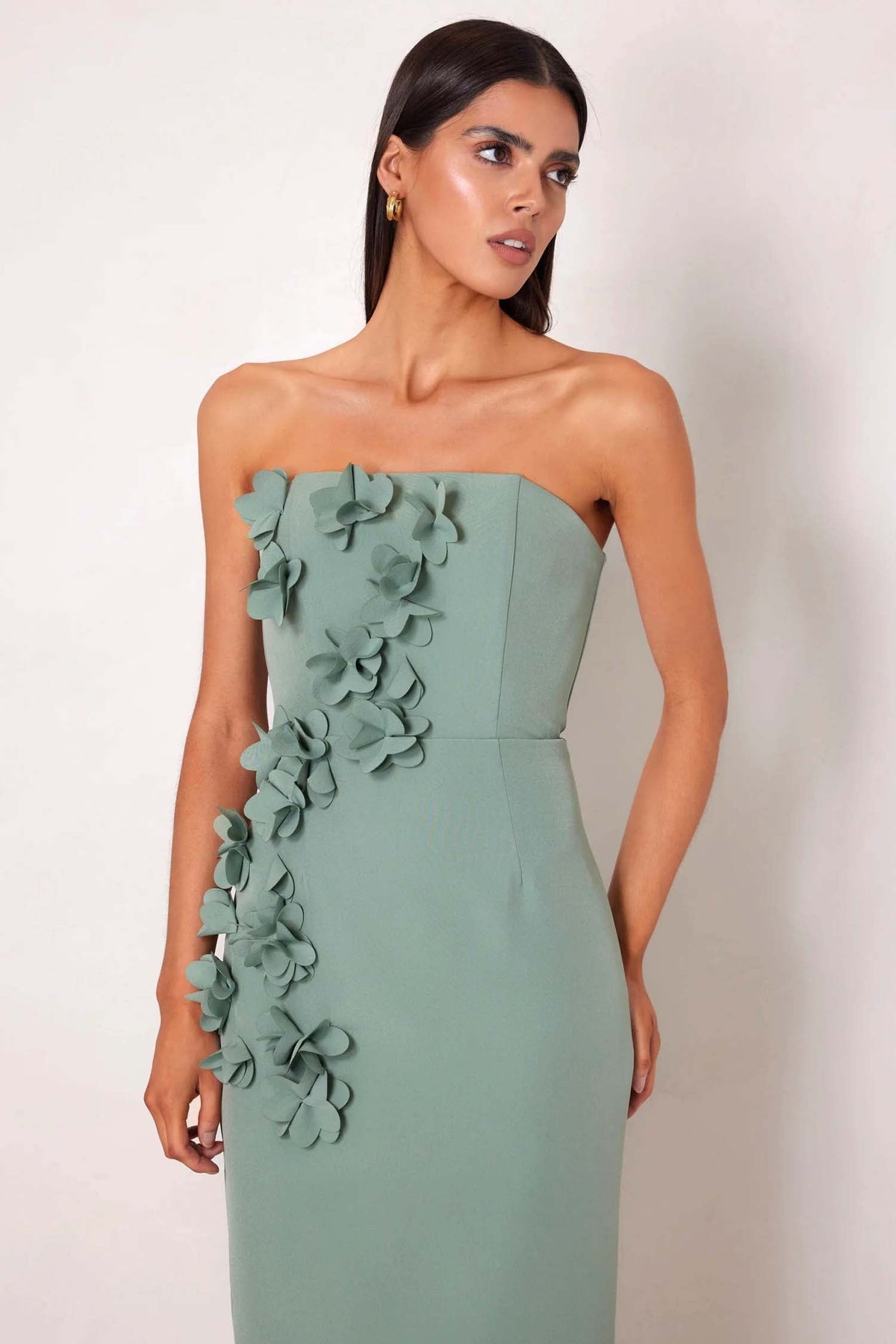 Halle Midi Dress in Sage Green