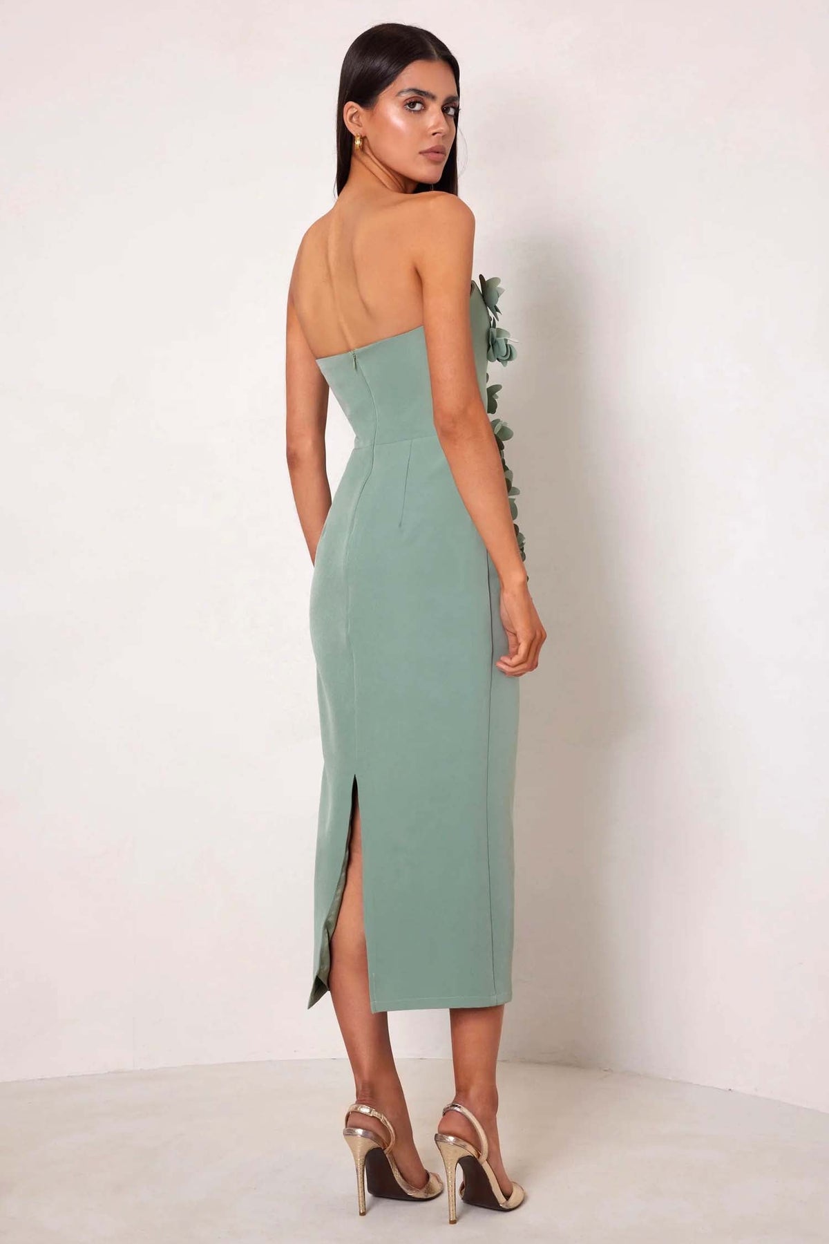 Halle Midi Dress in Sage Green