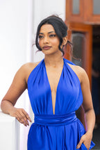 Halter Jumpsuit in Royal | Satin