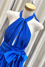 Halter Jumpsuit in Royal | Satin