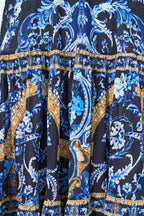 Halter Jersey Dress with Tiered Skirt in Sweet Sacre Bleu