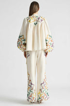 High Neck Tie Billow Blouse in Framed