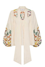 High Neck Tie Billow Blouse in Framed