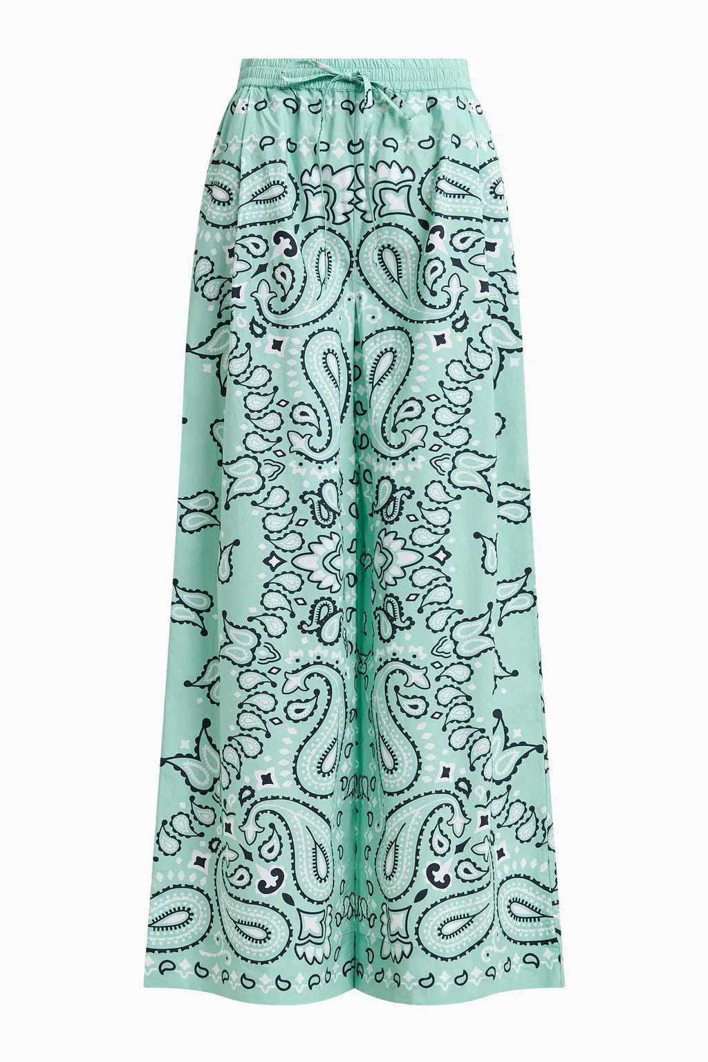 Hintwerpen Bandana Print Wide Leg Pants in Turquoise