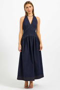 Hudson Denim Halter Midi Dress in Indigo