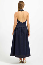 Hudson Denim Halter Midi Dress in Indigo