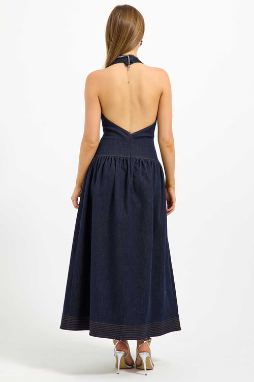 Hudson Denim Halter Midi Dress in Indigo