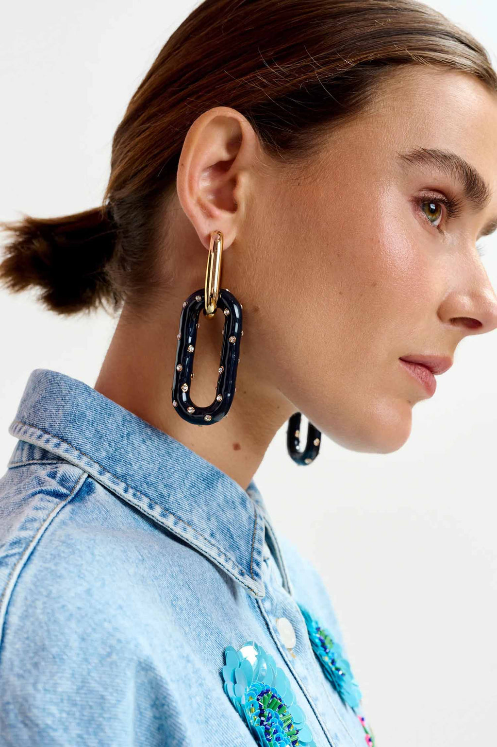 Idry Link Earrings in Navy