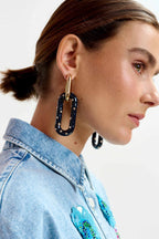 Idry Link Earrings in Navy