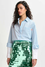 Ihoed Sequin Pencil Skirt in Aqua Azul