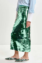 Ihoed Sequin Pencil Skirt in Aqua Azul