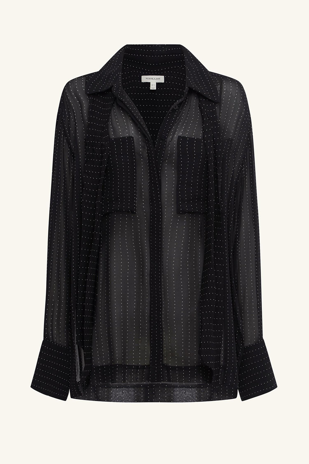 Irving Polka Dot Sheer Shirt in Black Polka Stripe