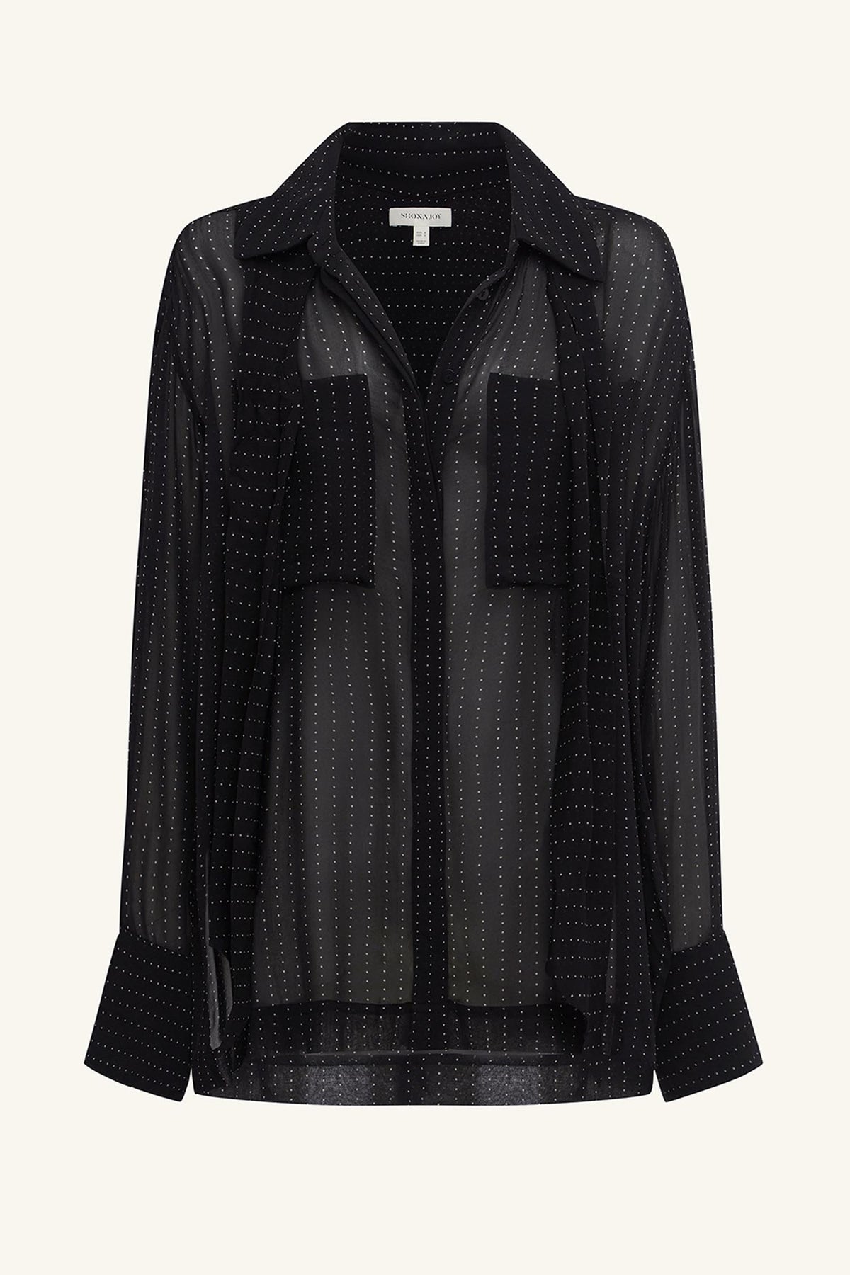 Irving Polka Dot Sheer Shirt in Black Polka Stripe