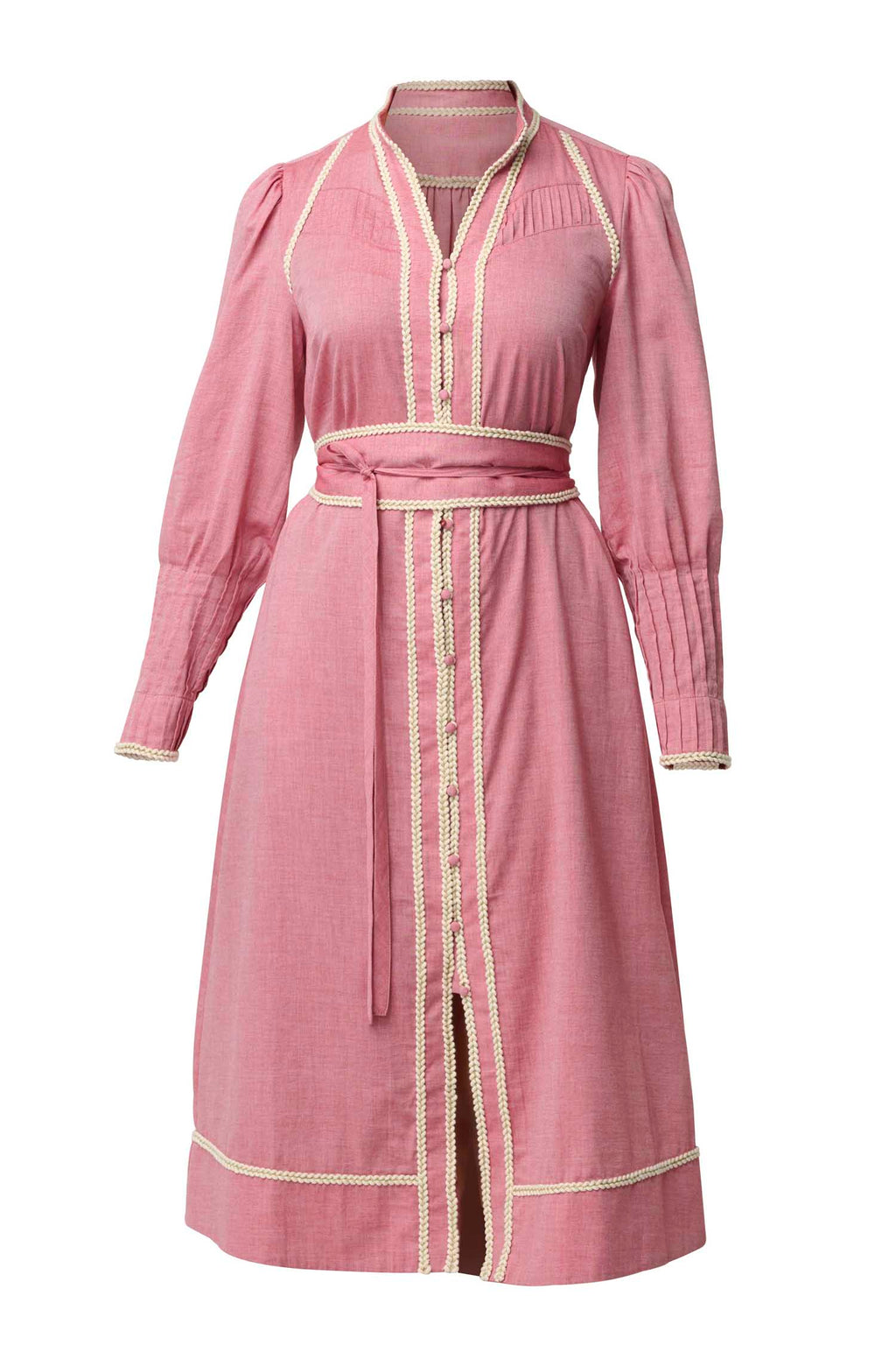 Isla Trim Detail Dress in Blush Chambray