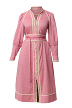Isla Trim Detail Dress in Blush Chambray