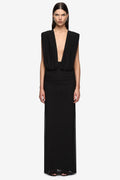 Isora Drape Maxi Dress in Black
