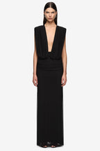 Isora Drape Maxi Dress in Black