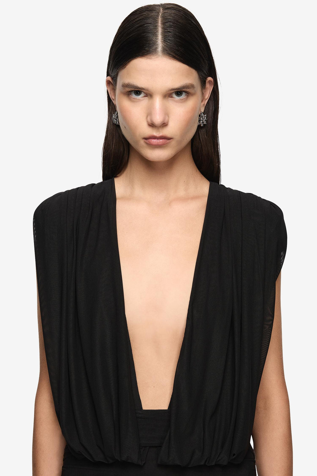 Isora Drape Maxi Dress in Black