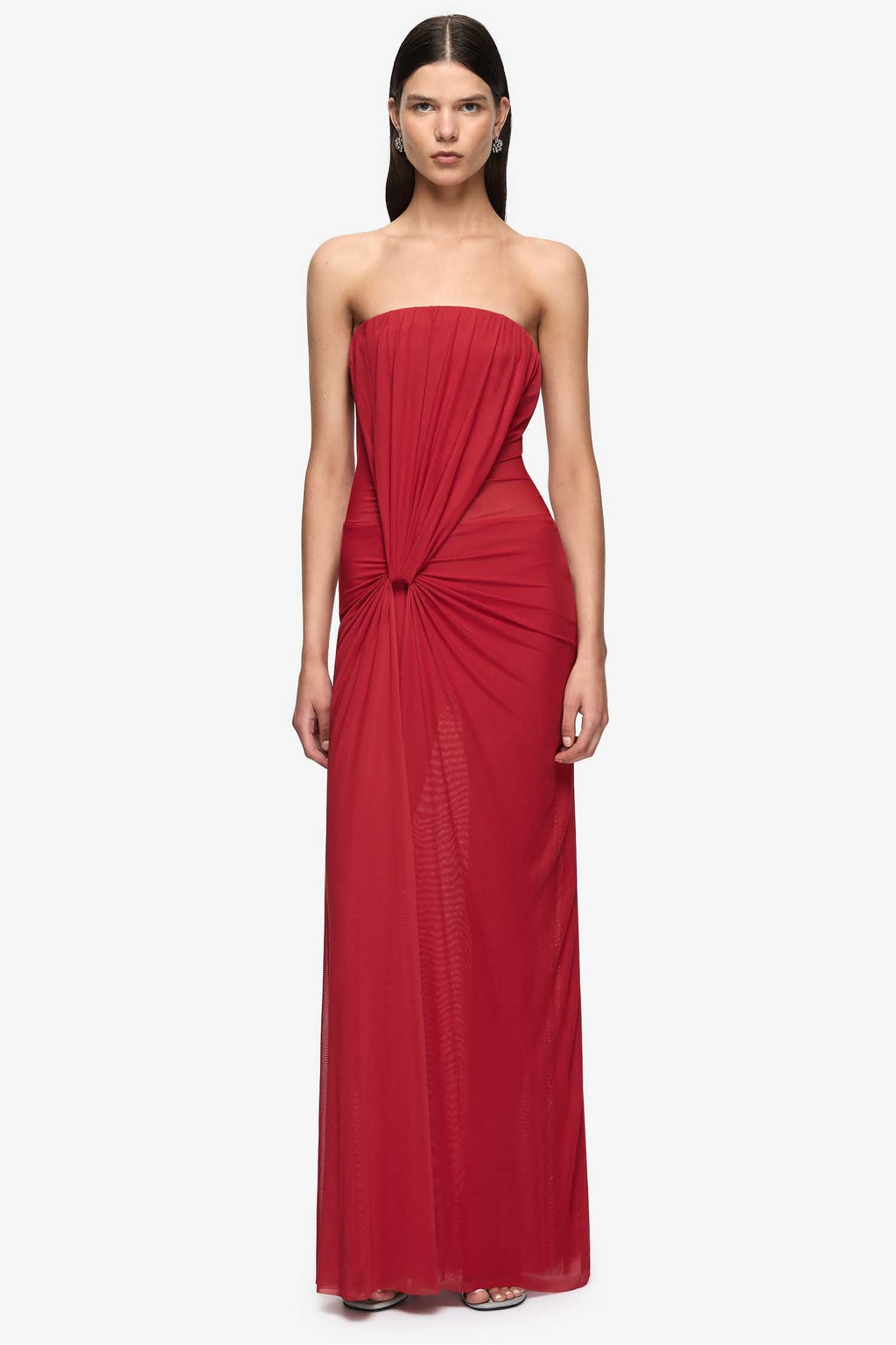 Isora Strapless Maxi Dress in Ruby Red