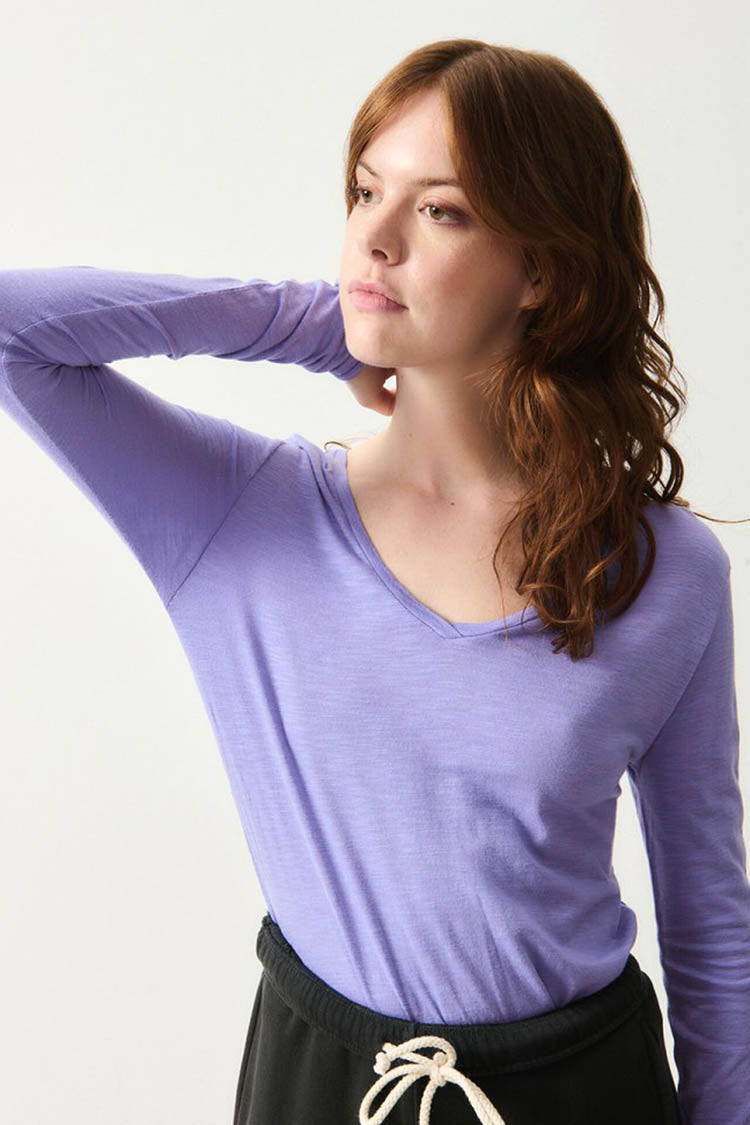 Jacksonville V Neck LS T-shirt in Vintage Provence