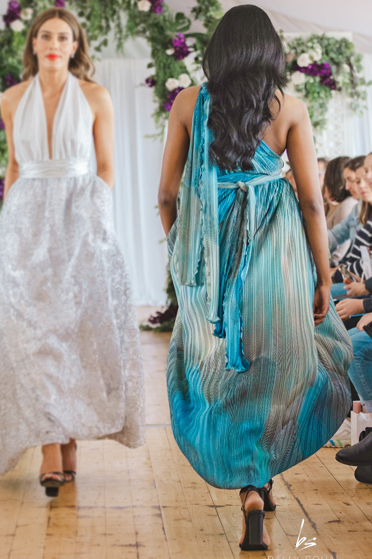 Jacinta Bubble Pleated Gown in Botanical