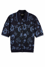 Jacquard Short Sleeve Pullover in Cosmic Sky Spaced Carbon
