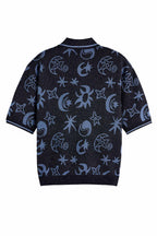 Jacquard Short Sleeve Pullover in Cosmic Sky Spaced Carbon