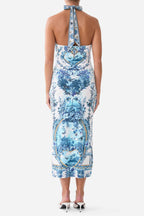 Jersey Halter Dress in The Porcelain Parlour