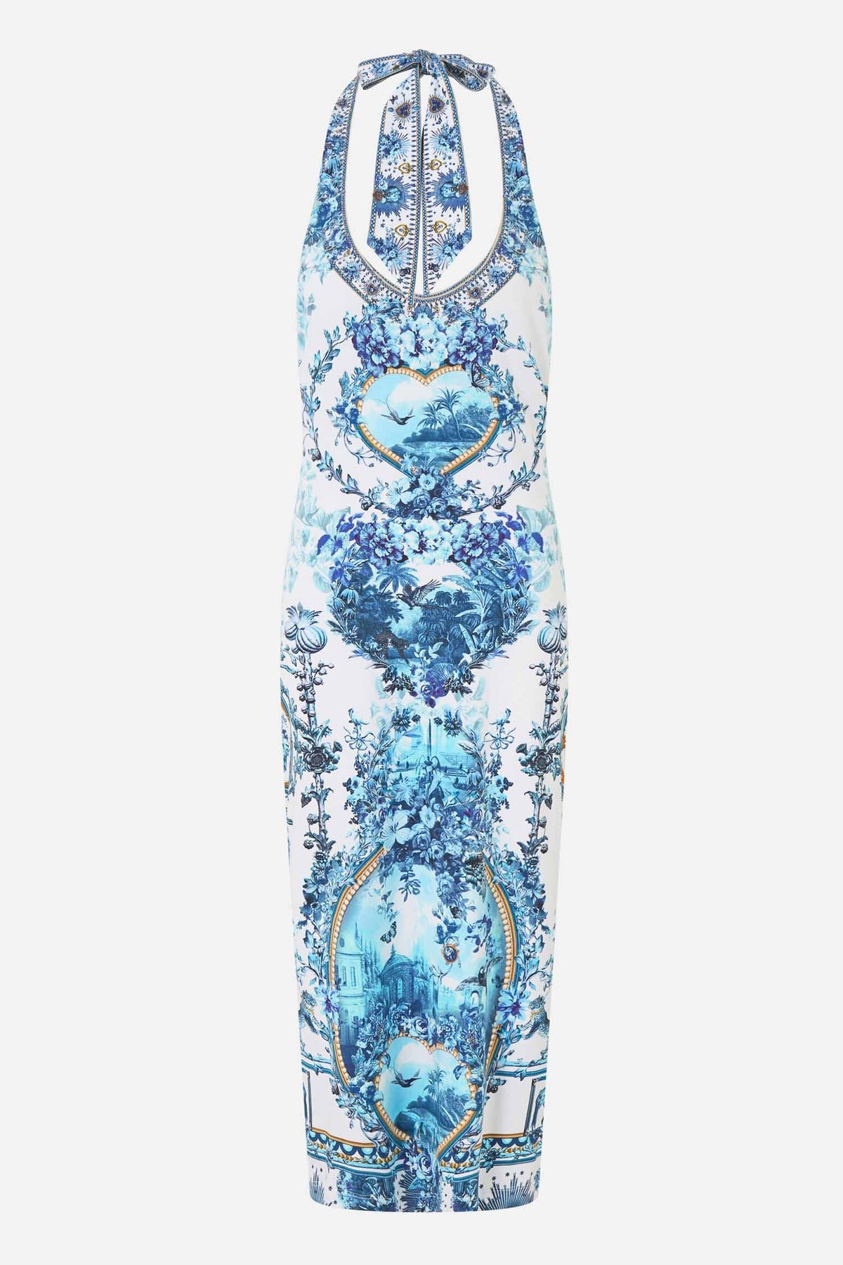 Jersey Halter Dress in The Porcelain Parlour