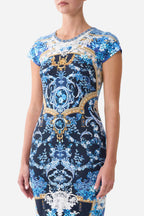 Jersey Tank Dress with Cap Sleeves in Sweet Sacre Bleu
