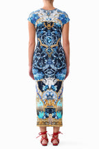Jersey Tank Dress with Cap Sleeves in Sweet Sacre Bleu