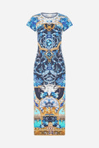 Jersey Tank Dress with Cap Sleeves in Sweet Sacre Bleu