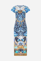 Jersey Tank Dress with Cap Sleeves in Sweet Sacre Bleu