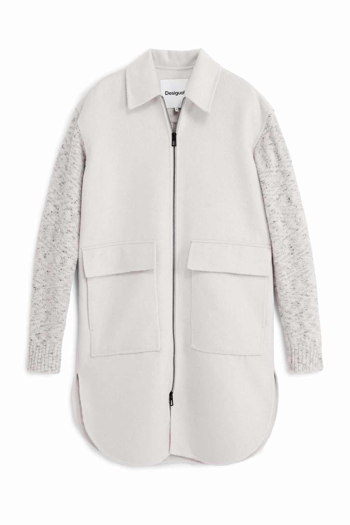 Jinu Light Combined Cloth Coat in Crudo Beige