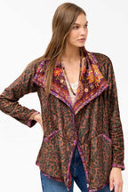 Joan Wrap Binded Reversible Sherpa Jacket in Domitila