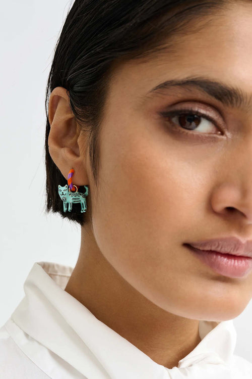Jocat Hoop Earrings - Cat & Telephone