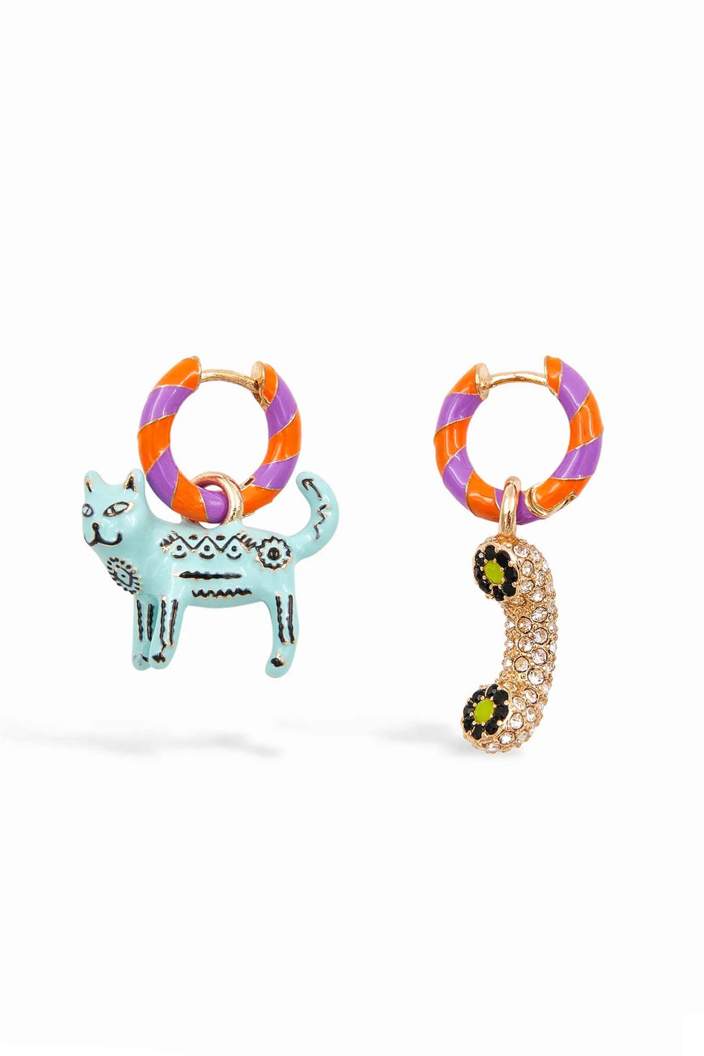 Jocat Hoop Earrings - Cat & Telephone
